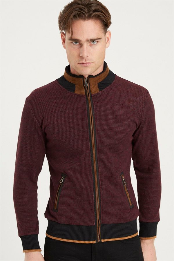 dewberry 1021 DEWBERRY MEN'S SWEATSHIRT-DOTTED BURGUNDY