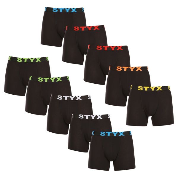 STYX 10PACK Men's Styx Long Sports Boxer Shorts Black