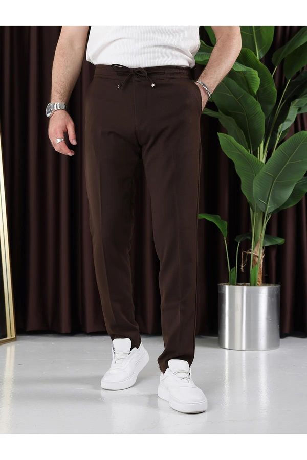 dewberry 15728 Dewberry Slim Fit Jogger Mens Trousers-COFFEE