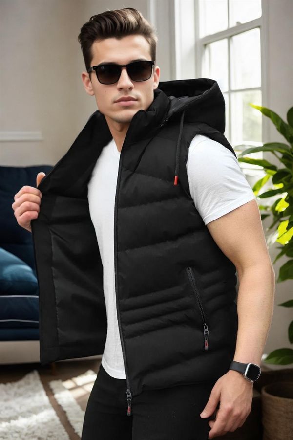 dewberry 17736 Dewberry Removable Hooded Mens Vest-BLACK