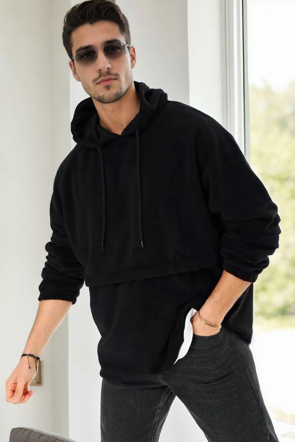 dewberry 17817 Dewberry Oversize Hoodie Mens Fleece-BLACK