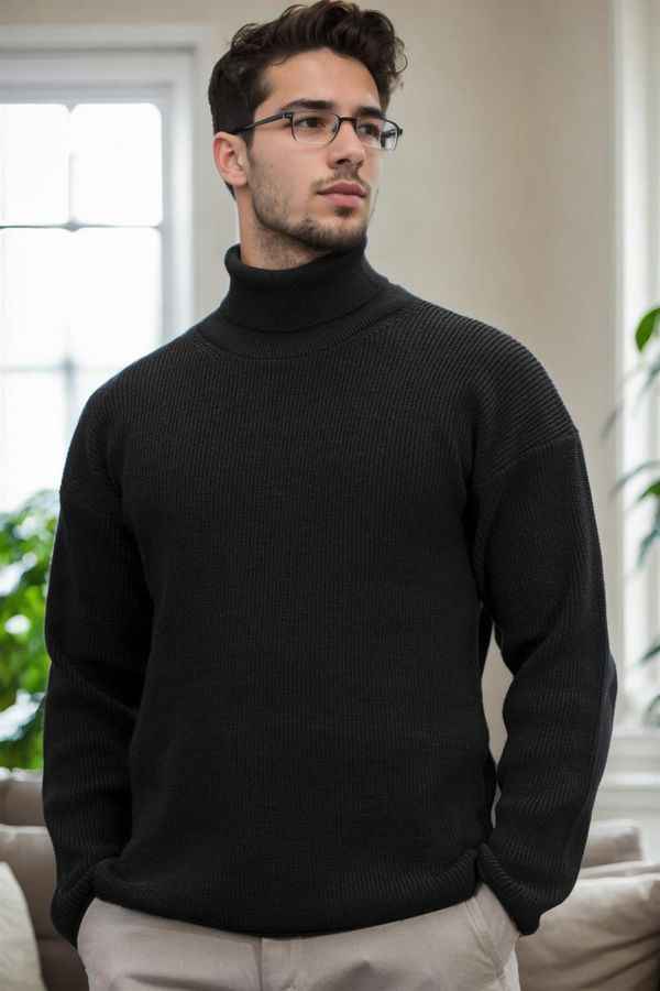 dewberry 18701 Dewberry Turtleneck Mens Knitwear-BLACK