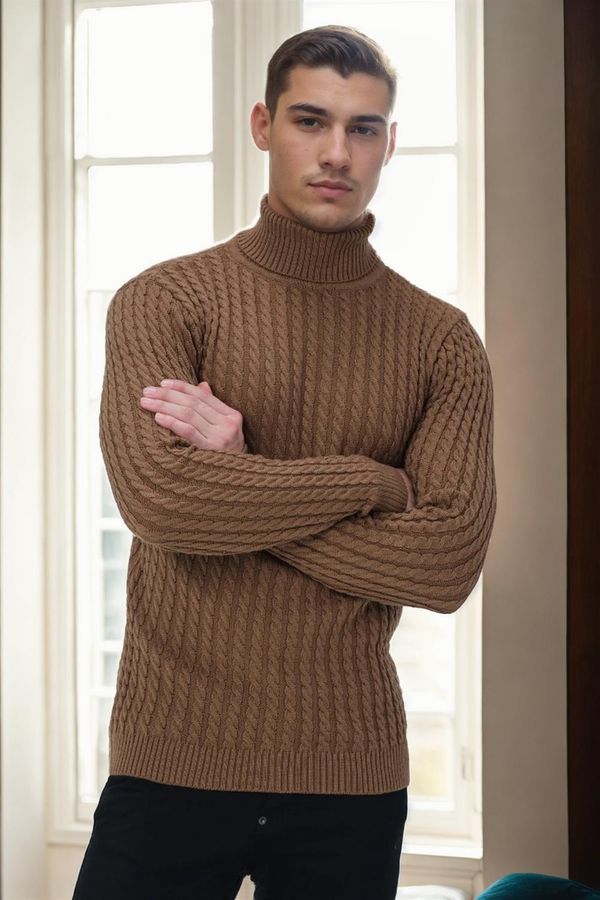 dewberry 19295 Dewberry Turtleneck Mens Sweater-CINNAMON