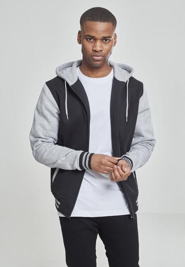 Urban Classics 2-color Zip-Up Sweatshirt BLK/Grey