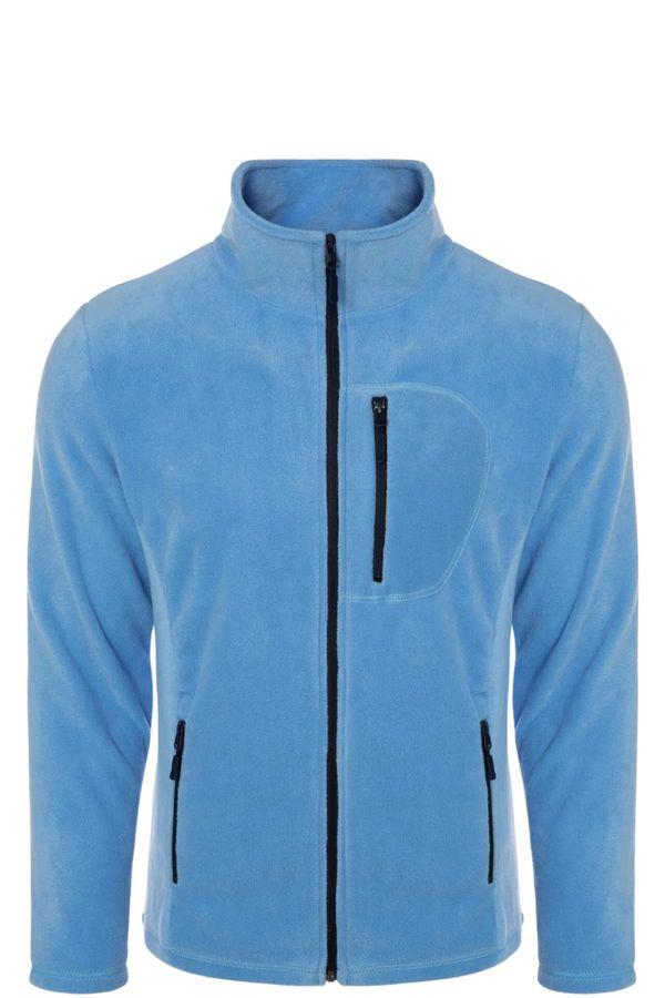 dewberry 24601 Dewberry 5 Pocket Outdoor Full Zipper Fleece Jacket-LIGHT BLUE