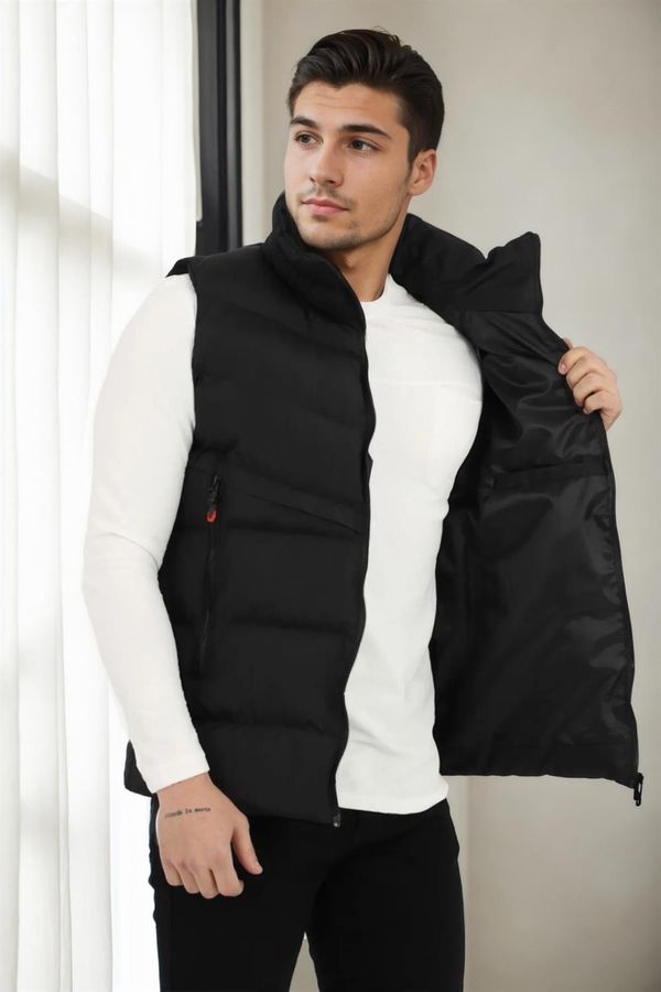 dewberry 24672 Dewberry Long Zipper Pocket Mens Vest-BLACK