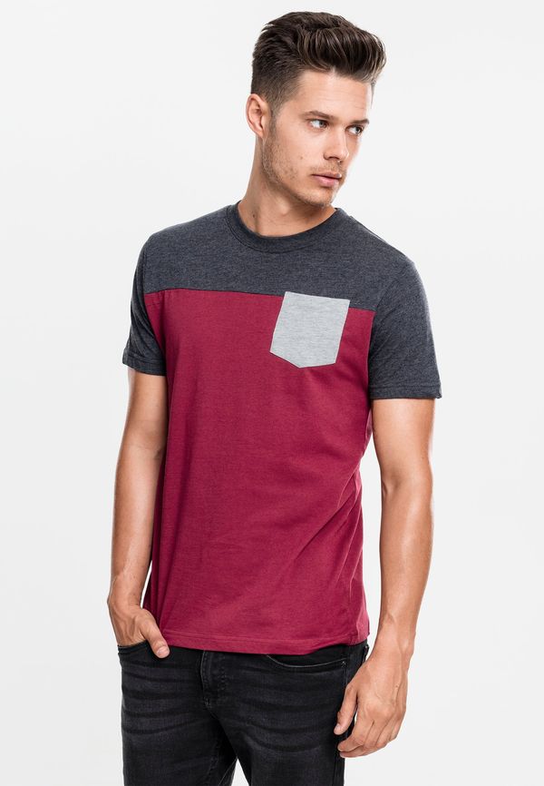 Urban Classics 3-Tone Pocket T-Shirt Burgundy/Cha/Grey