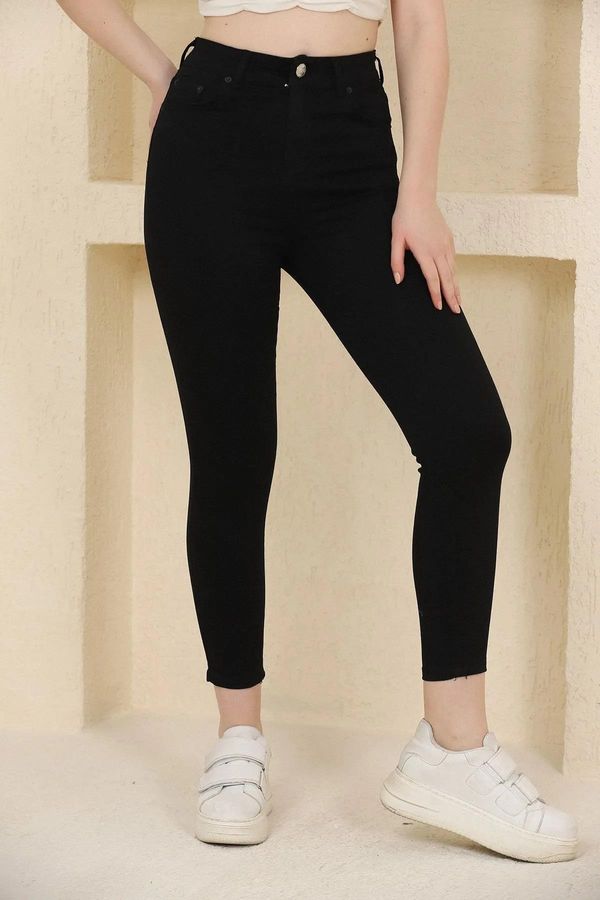 dewberry 31351 Dewberry Black Elastic Women Jeans-BLACK