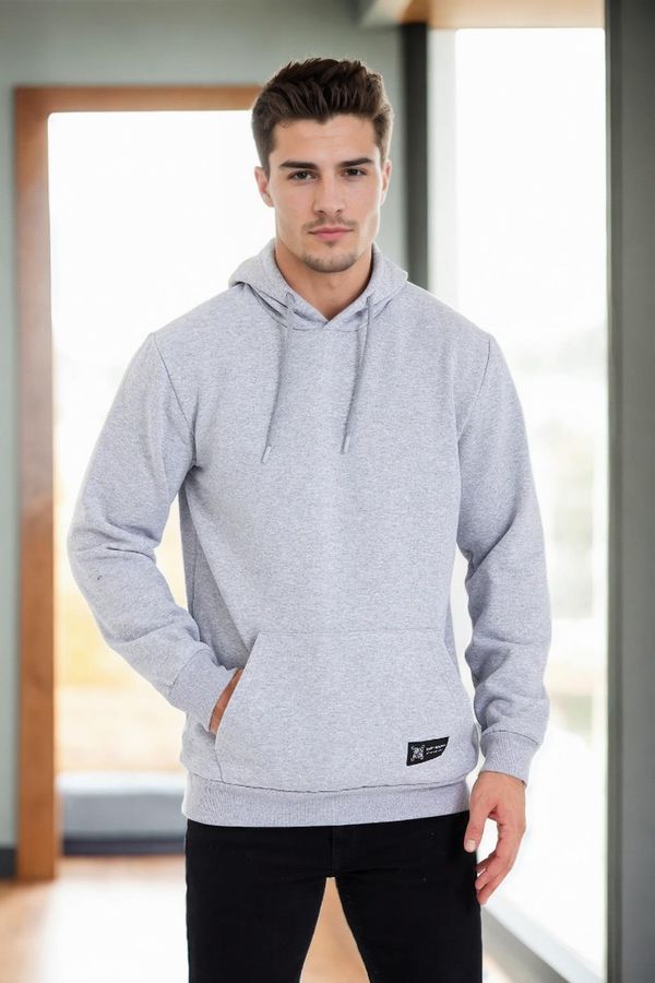 dewberry 34605 Dewberry Kangaroo Pocket Hoody Mens Sweatshirt-GREY