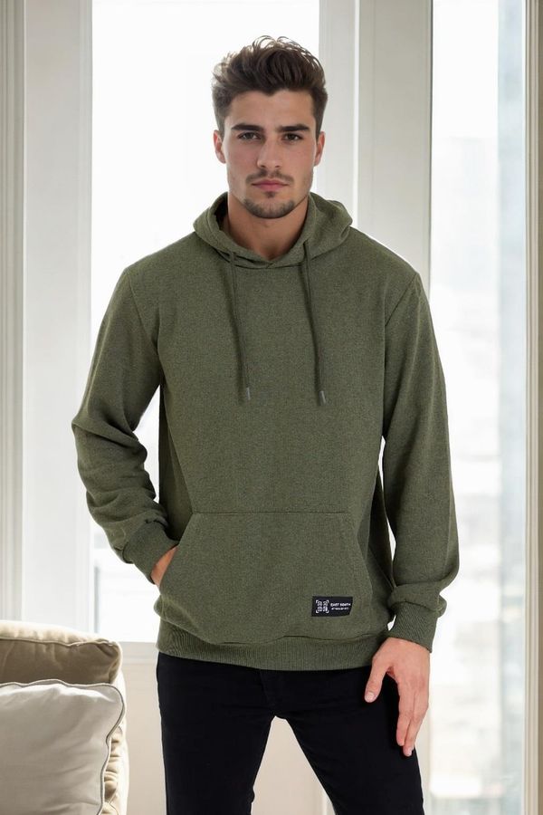 dewberry 34605 Dewberry Kangaroo Pocket Hoody Mens Sweatshirt-Khaki