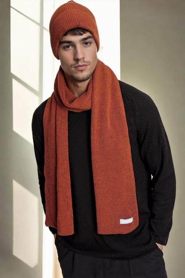 dewberry 35261 Dewberry Mens Scarf Beaniette Set-CINNAMON