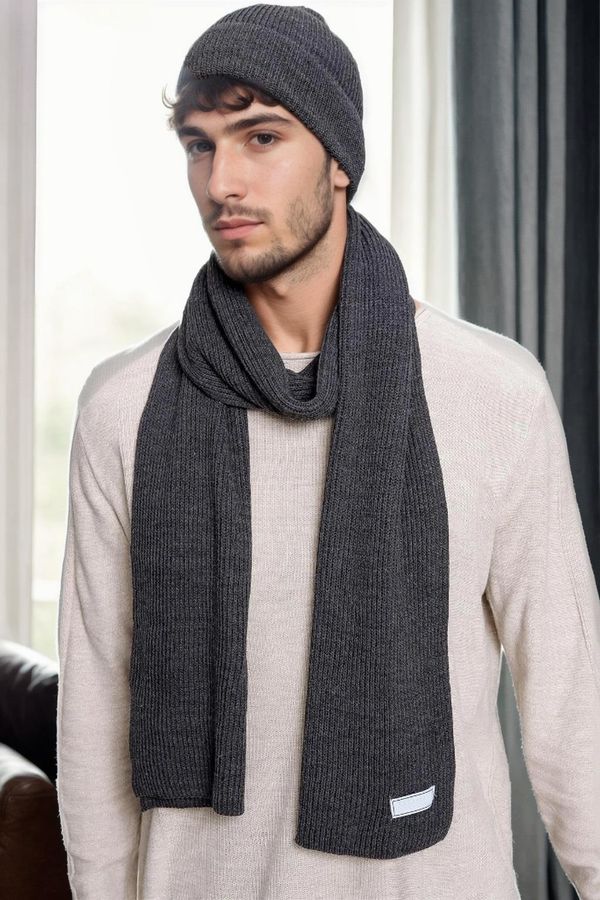 dewberry 35261 Dewberry Mens Scarf Beret Set-ANTHRACITE