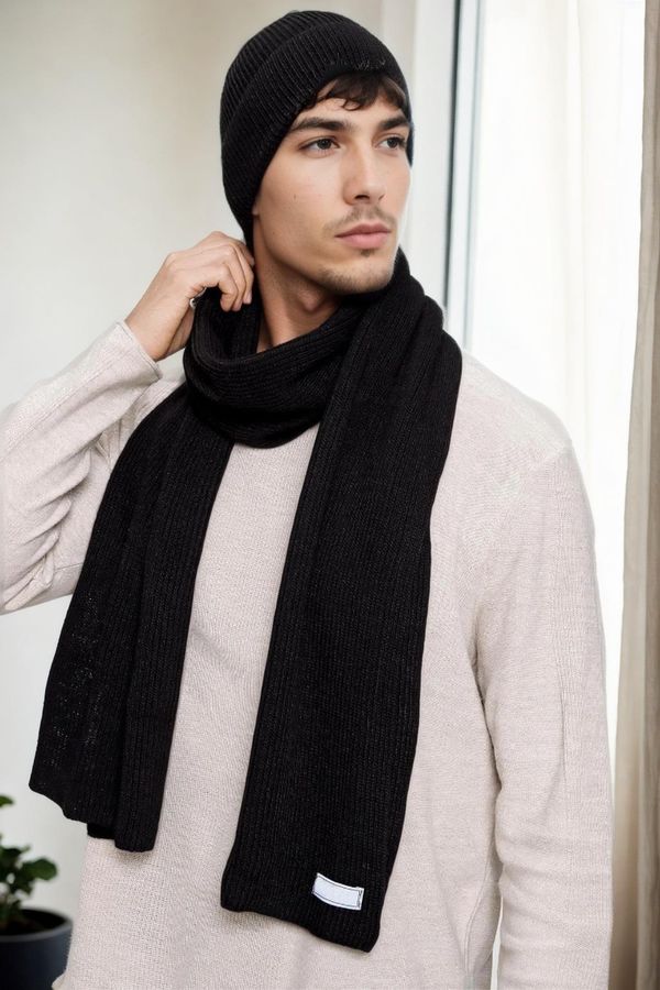 dewberry 35261 Dewberry Mens Scarf Beret Set-BLACK