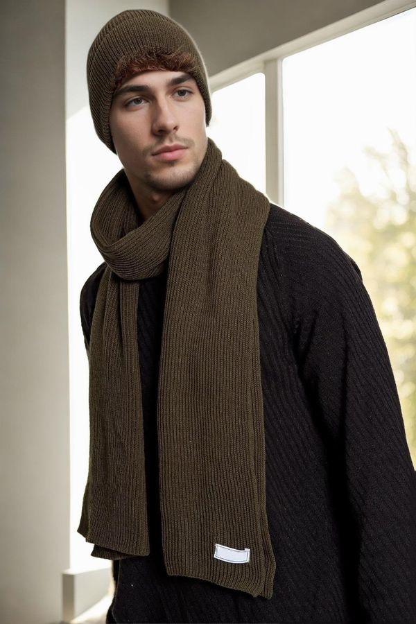 dewberry 35261 Dewberry Mens Scarf Beret Set-Khaki