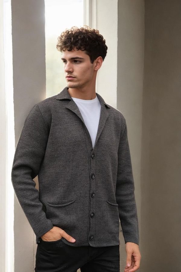 dewberry 36916 Dewberry Double Breasted Collar Mens Cardigan-ANTHRACITE