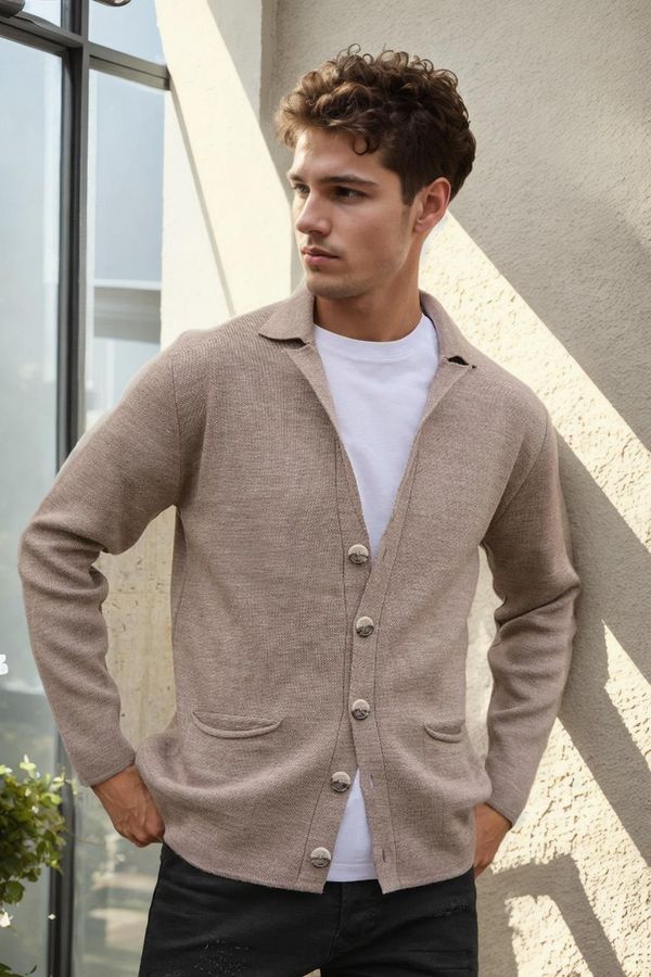 dewberry 36916 Dewberry Double Breasted Collar Mens Cardigan-VİZON