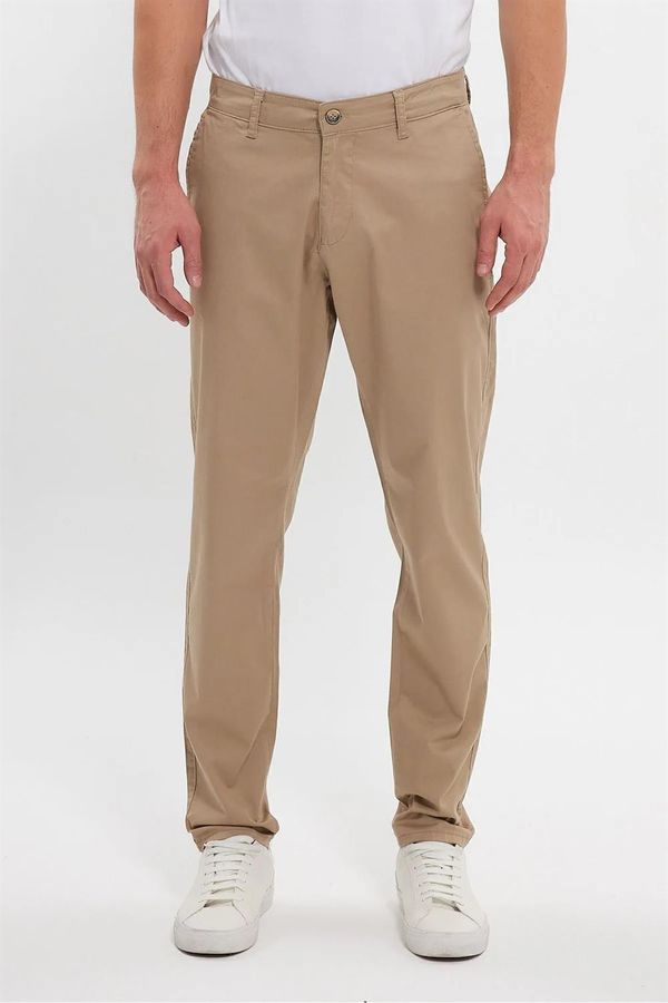 dewberry 36952 Dewberry Gabardine Cotton Slim Fit Chino Mens Trousers-CAMEL