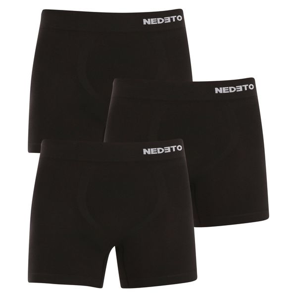 Nedeto 3PACK Men's Boxer Shorts Nedeto Seamless Bamboo Black