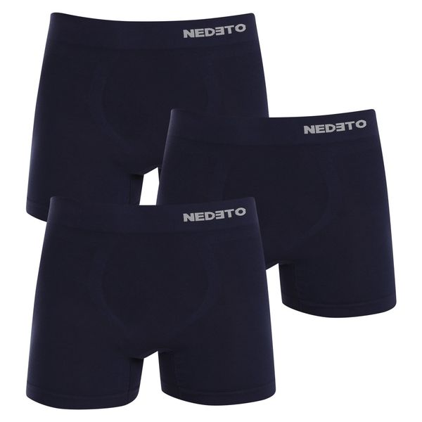 Nedeto 3PACK Men's Boxer Shorts Nedeto Seamless Bamboo Blue