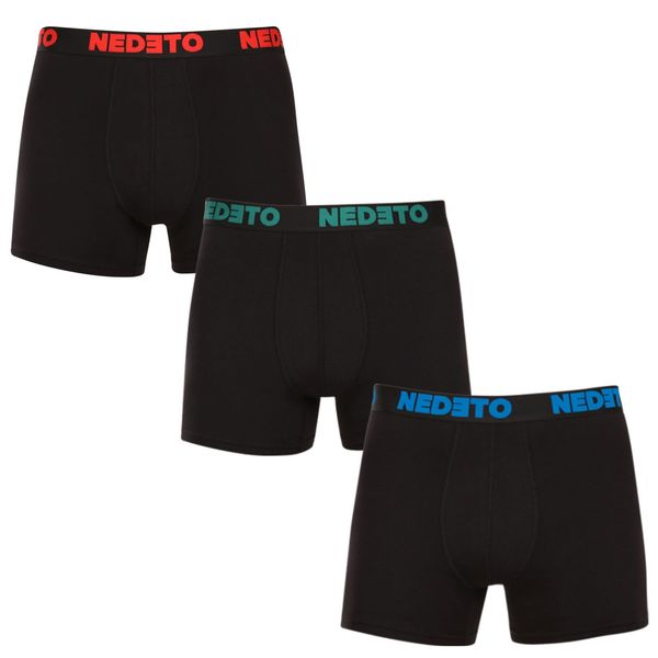 Nedeto 3PACK men's boxers Nedeto black