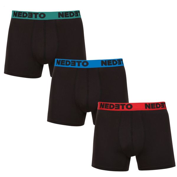 Nedeto 3PACK men's boxers Nedeto black