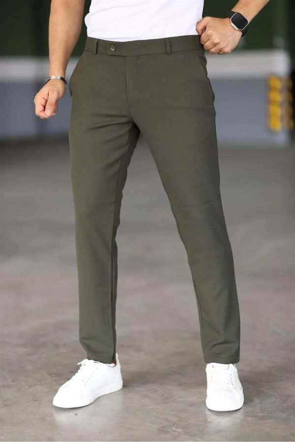 dewberry 47676 Dewberry Italian Cut Elastic Fabric Mens Trousers-Khaki