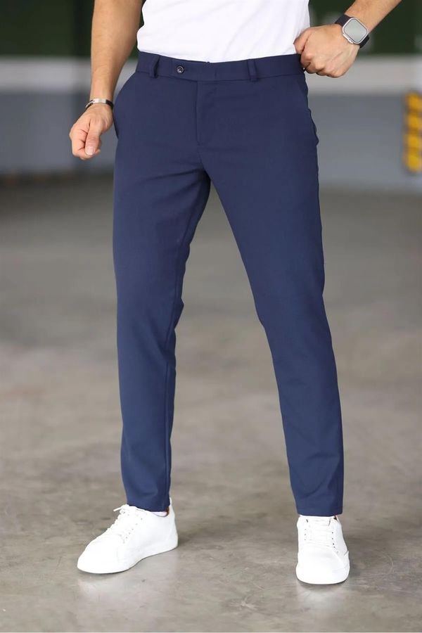 dewberry 47676 Dewberry Italian Cut Elastic Fabric Mens Trousers-NAVY