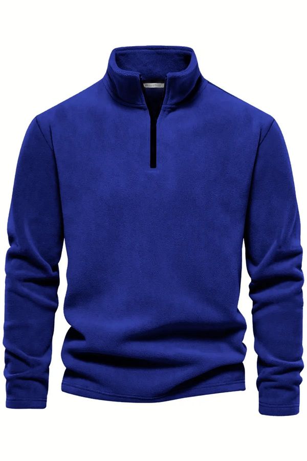 dewberry 49143 Dewberry Half Zipper Stand Collar Mens Fleece-BLUE