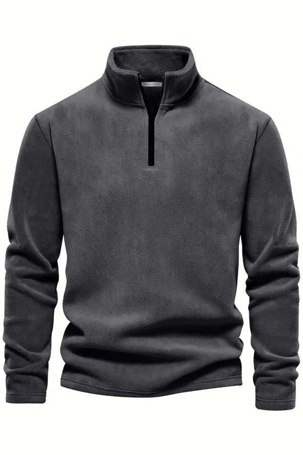 dewberry 49143 Dewberry Half Zipper Stand Collar Mens Fleece-DARK GREY