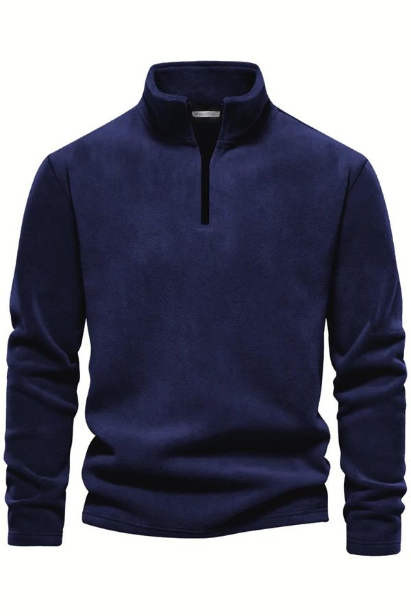 dewberry 49143 Dewberry Half Zipper Stand Collar Mens Fleece-NAVY