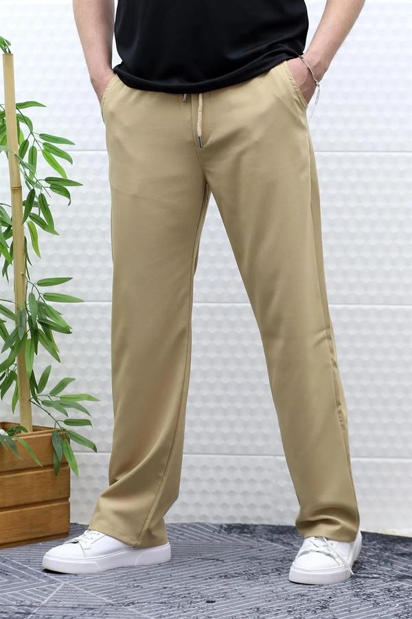 dewberry 50373 Dewberry Elastic Waist Mens Trousers-CAMEL