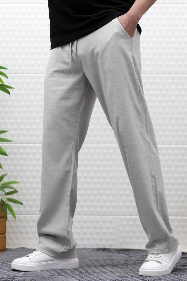 dewberry 50373 Dewberry Elastic Waist Mens Trousers-GREY