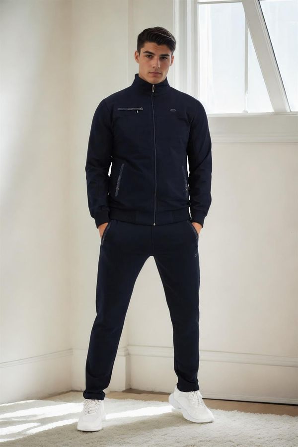 dewberry 51357 Dewberry Plus Size Mens Tracksuit Set-NAVY BLUE