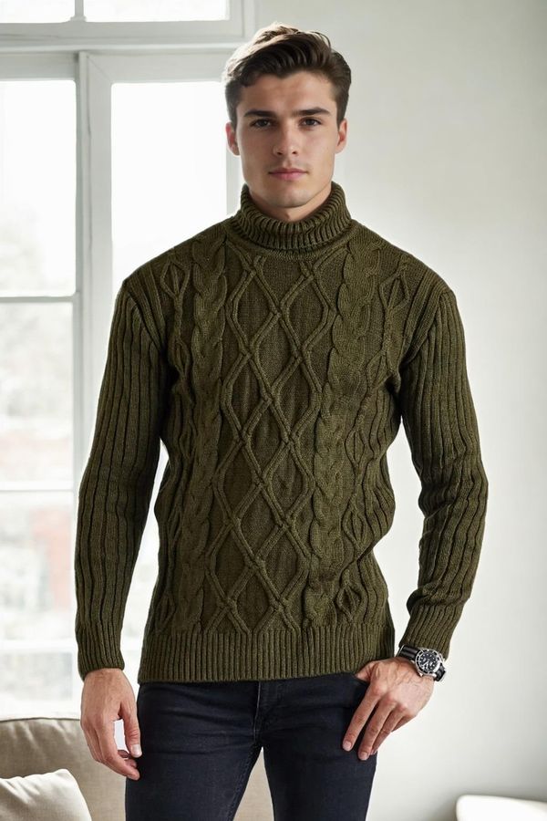 dewberry 53285 Dewberry Slim-Fit Fisherman Corded Thick Mens Sweater-Khaki