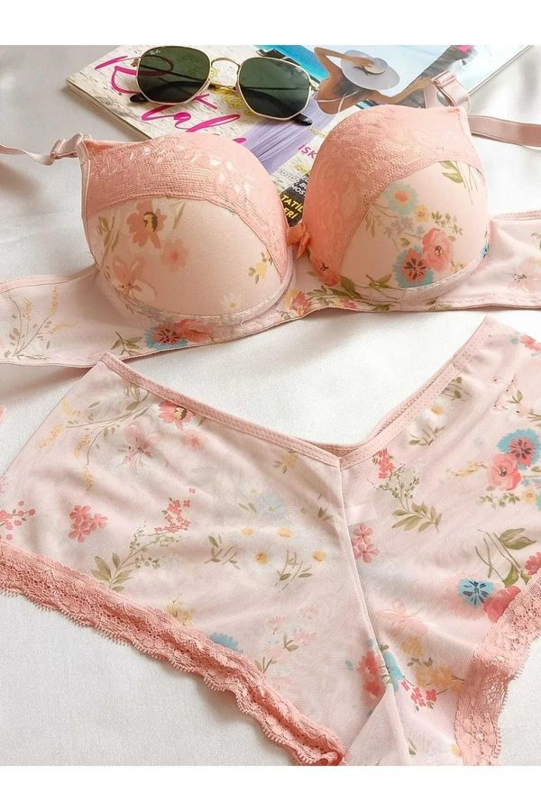 dewberry 58362 Dewberry Padded Supported Floral Boxer Type Underwear-SALMON