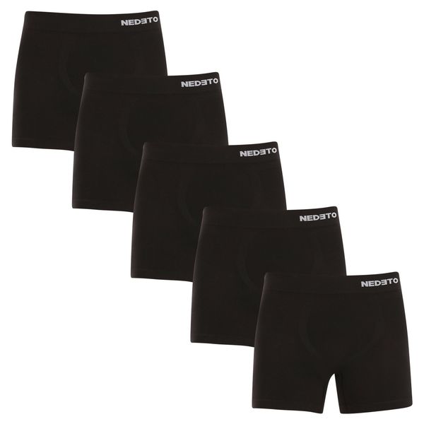 Nedeto 5PACK Men's Boxer Shorts Nedeto Seamless Bamboo Black