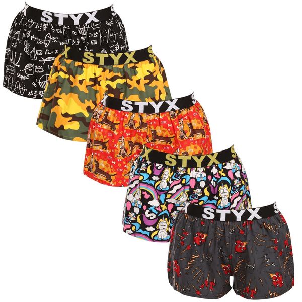 STYX 5PACK Women's Boxer Shorts Styx art Sports Rubber Multicolored