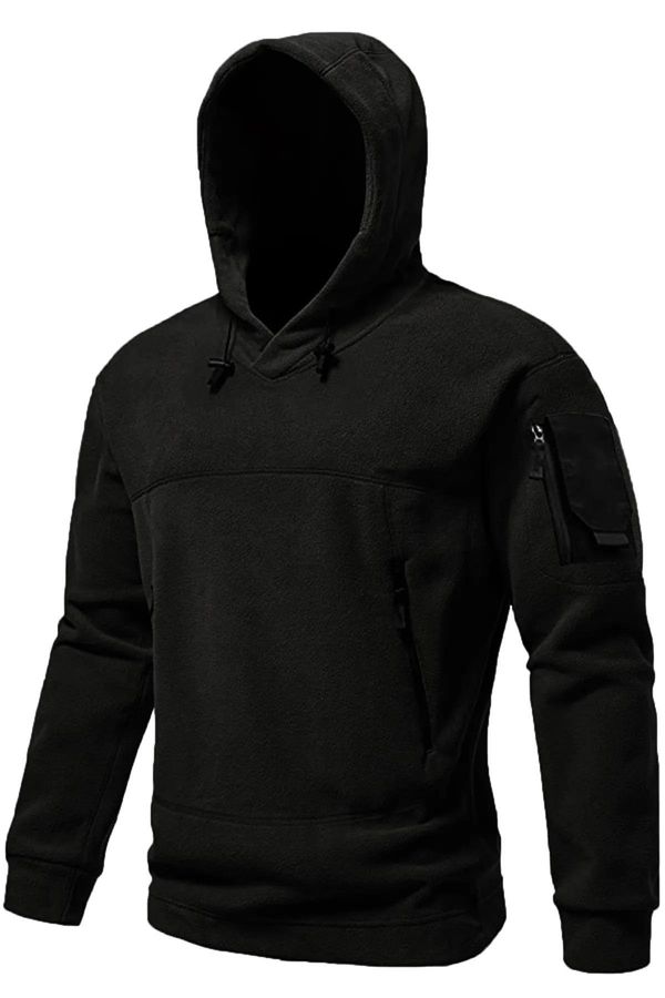 dewberry 60343 Dewberry Warm Outdoor Hooded Mens Fleece-BLACK