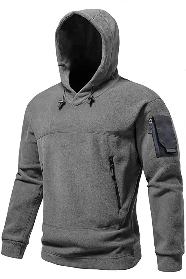 dewberry 60343 Dewberry Warm Outdoor Hooded Mens Fleece-DARK GREY