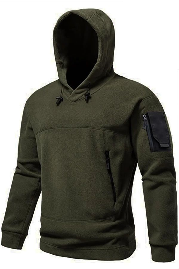 dewberry 60343 Dewberry Warm Outdoor Hooded Mens Fleece-DARK KHAKI