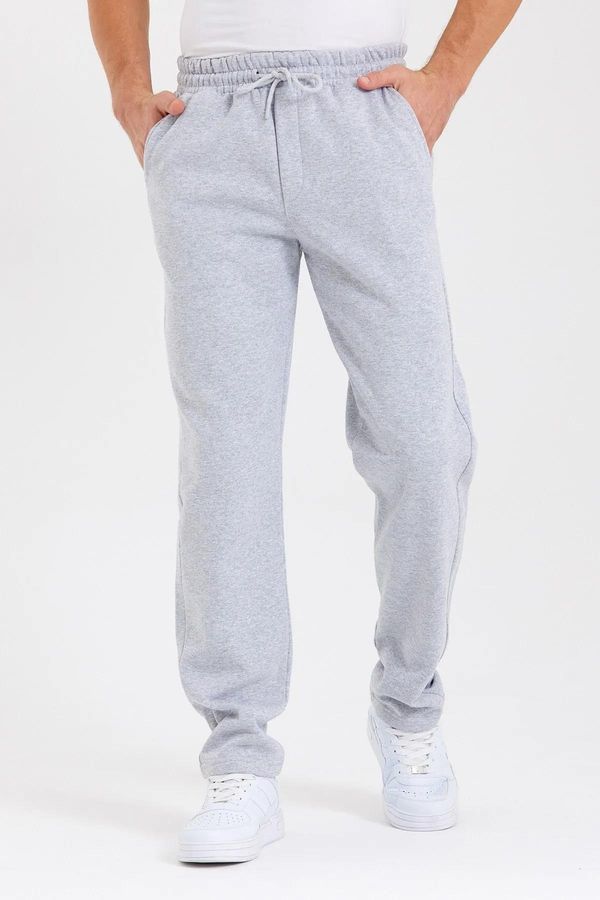 dewberry 62819 Dewberry Straight Leg Back Pocket Detailed Sweatpants-GREY