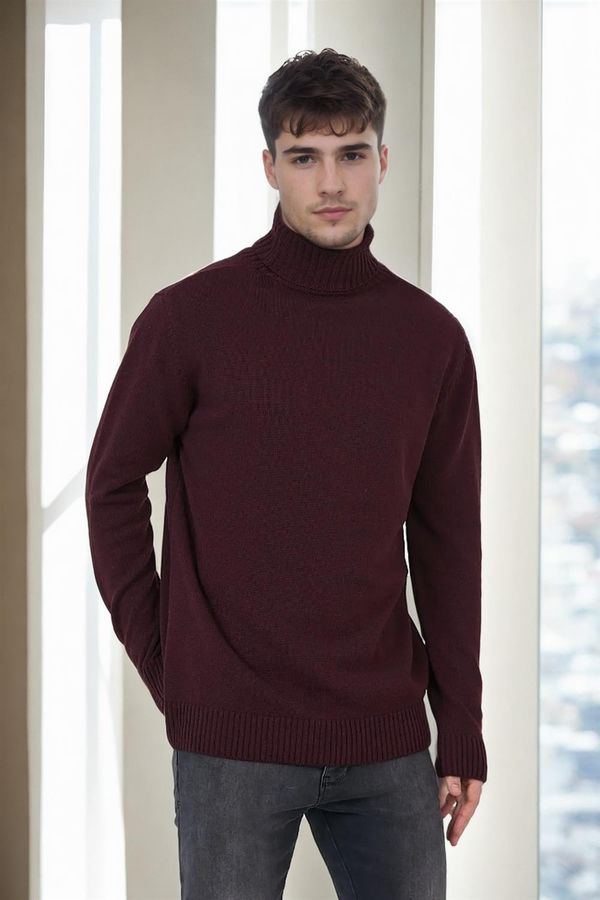 dewberry 75046 Dewberry Turtleneck Mens Sweater-BURGUNDY