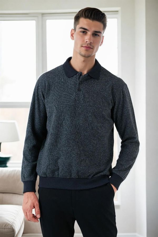 dewberry 77856 Dewberry Polo Neck Mens Sweater-NAVY BLUE