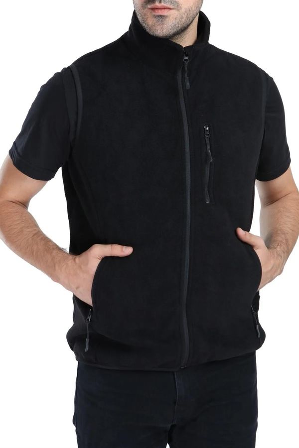 dewberry 79233 Dewberry Ghsy Multi-Pocket Fleece Mens Vest-BLACK