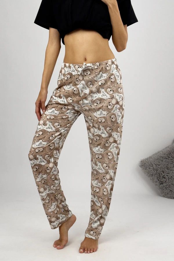 dewberry 80156 Dewberry Women Pyjama Bottom-BROWN-WHITE