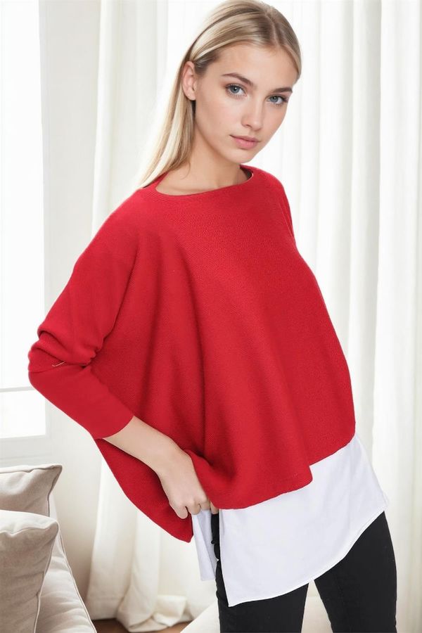 dewberry 81734 Dewberry Knitwear Womens Poncho-RED