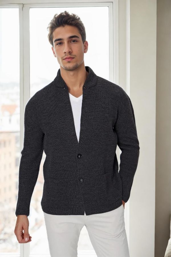 dewberry 87095 Dewberry Mens Knitwear Cardigan-ANTHRACITE