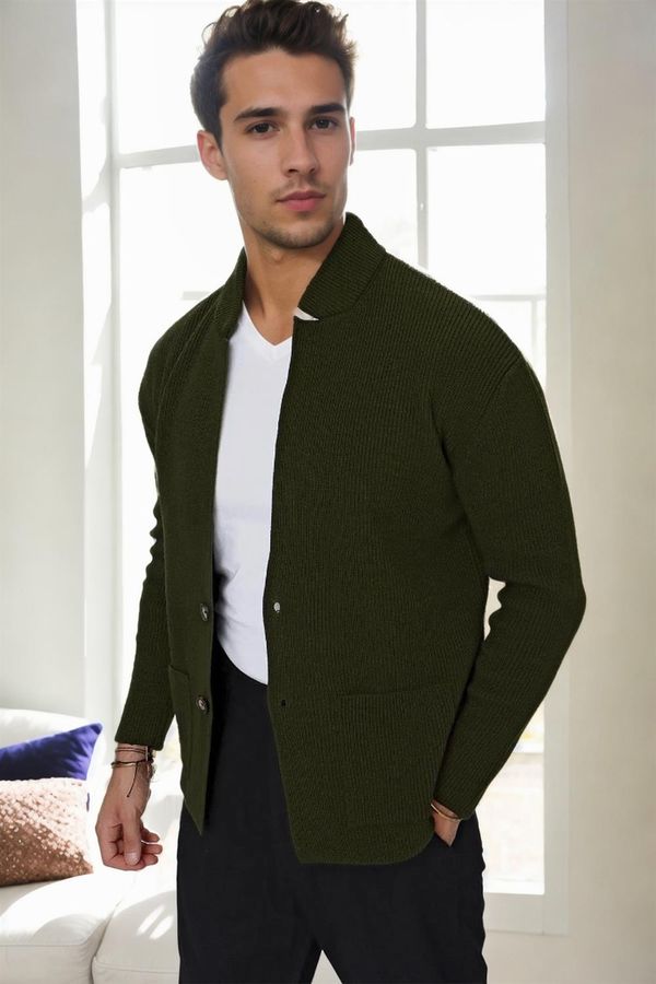 dewberry 87095 Dewberry Mens Knitwear Cardigan-Khaki