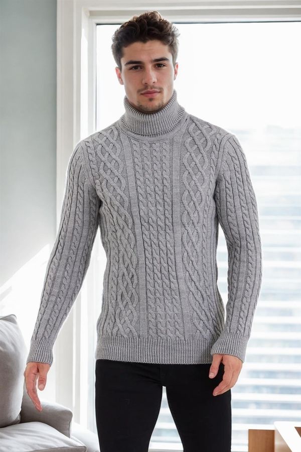 dewberry 87325 Dewberry Mens Knitted Patterned Sweater-GREY