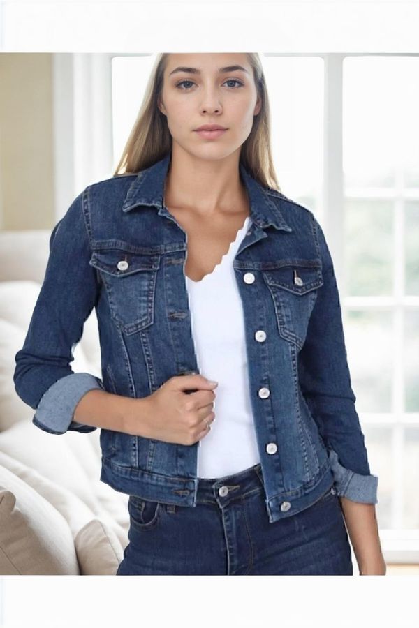 dewberry 92584 Dewberry Womens Denim Jacket-DARK BLUE